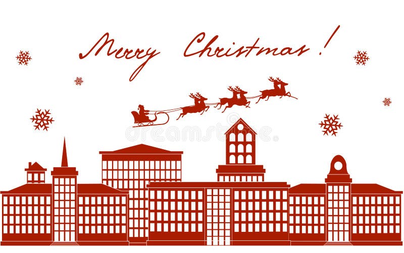 Paisagem monocromática do Natal da cidade ilustração do vetor