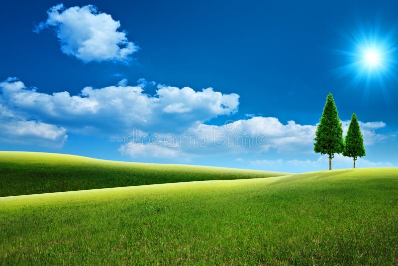 Paisagem natural sonhadora com montes verdes fotografia de stock Paisagem natural sonhadora com montes verdes fotografia de stock