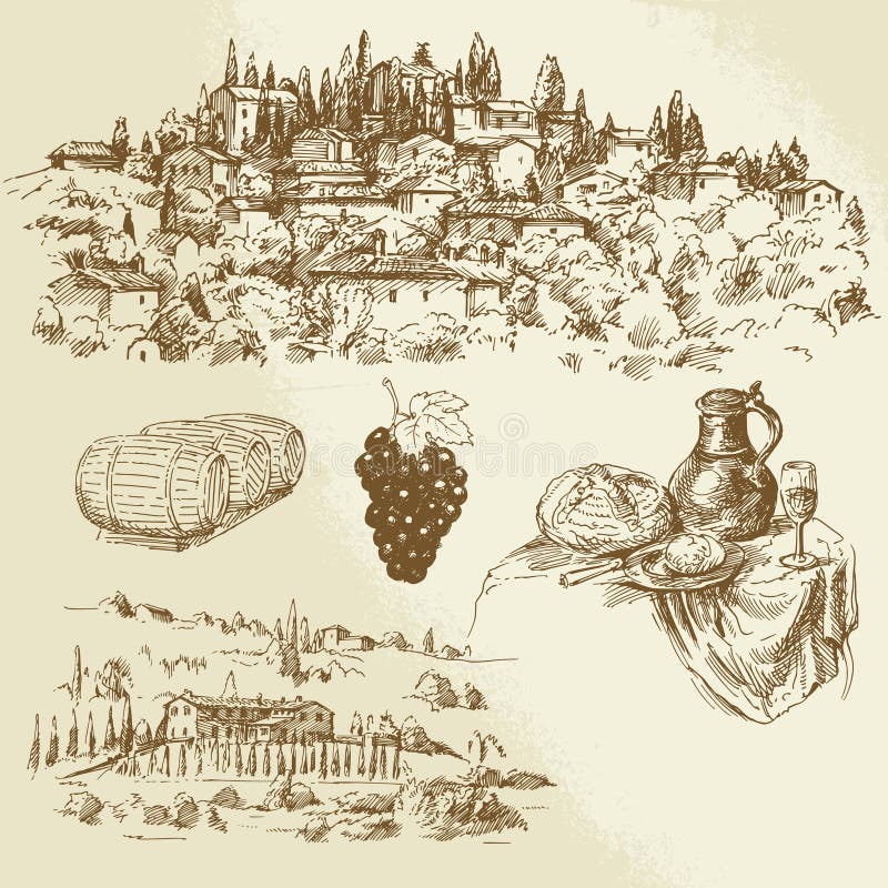 Paisagem rural italiana - vinhedo ilustração do vetor Paisagem rural italiana - vinhedo ilustração do vetor