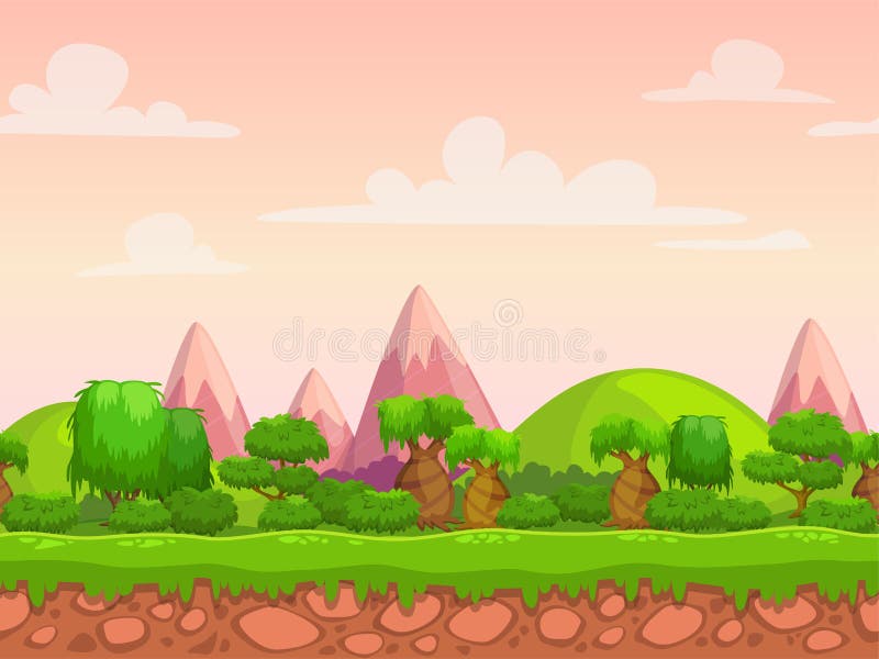 Fundo Do Jogo Da Floresta Para A Aplicação Do Jogo 2d. Royalty Free SVG,  Cliparts, Vetores, e Ilustrações Stock. Image 55944635