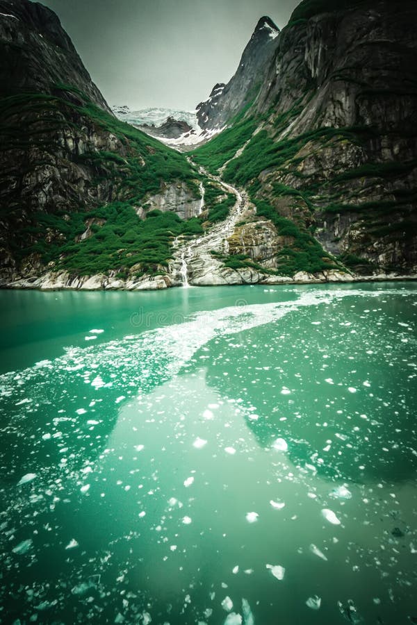 Paisagens da geleira e das montanhas em Alaska selvagem e bonito fotografia de stock