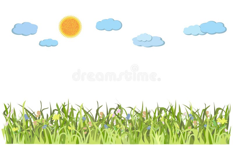 Paisaje con la hierba verde y el sol stock de ilustración Paisaje con la hierba verde y el sol stock de ilustración