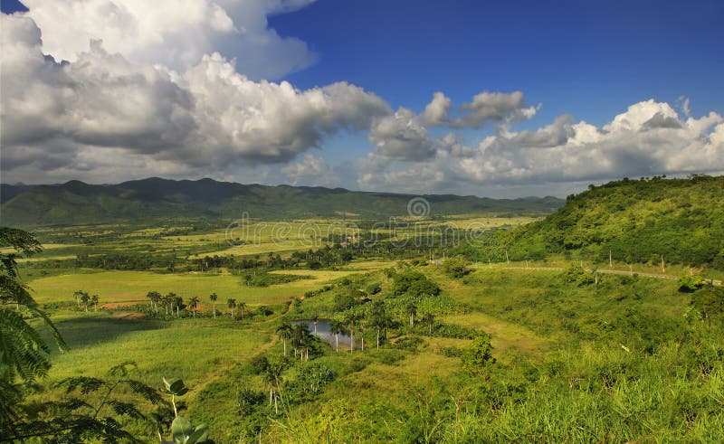 Panoramic view of rural landscape with tropical vegetation on cuban countryside - sierra del escambray, trinidad. Panoramic view of rural landscape with tropical vegetation on cuban countryside - sierra del escambray, trinidad