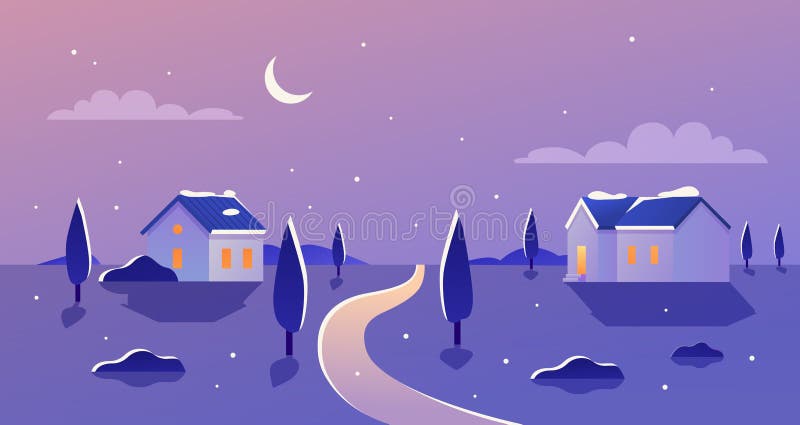Paisaje De Invierno Por La Noche, Dibujos Animados Paisaje Rural De Nieve, Casas De Campo Con Luces De Ventana Ilustración del Vector - Ilustración de nieve, feliz: 196986741 Paisaje De Invierno Por La Noche, Dibujos Animados Paisaje Rural De Nieve, Casas De Campo Con Luces De Ventana Ilustración del Vector - Ilustración de nieve, feliz: 196986741