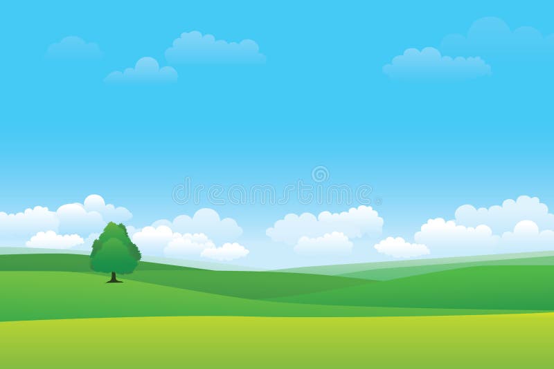 Paisaje de la colina verde ilustración del vector. Ilustración de