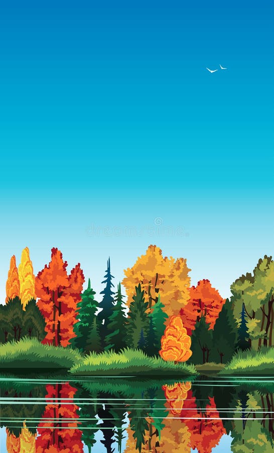 Paisaje de la naturaleza de Autum. ilustración del vector Paisaje de la naturaleza de Autum. ilustración del vector