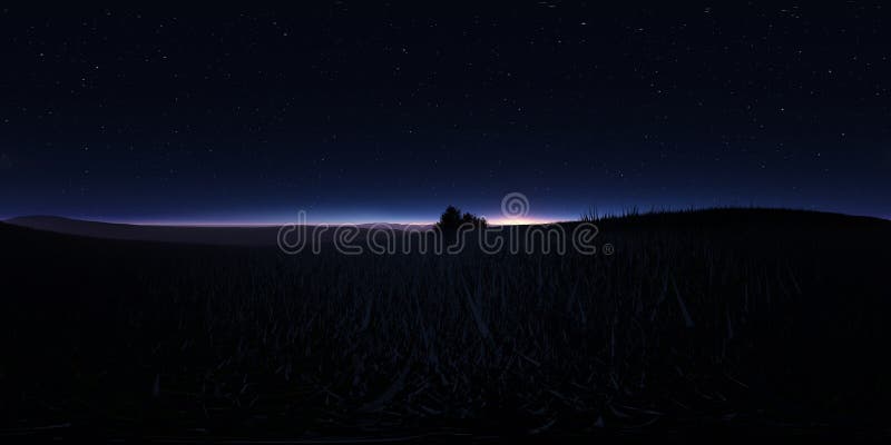 Paisaje de la noche con las estrellas y la Luna Llena Panorama, mapa del ambiente 360 HDRI Proyección de Equirectangular, panoram