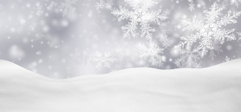Paisaje de plata abstracto del invierno del panorama del fondo con los copos de nieve que caen imagen de archivo libre de regalías
