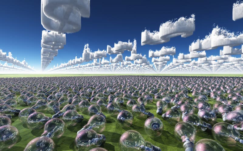 Paisaje dejado en desorden con las bombillas ilustración del vector Paisaje dejado en desorden con las bombillas ilustración del vector