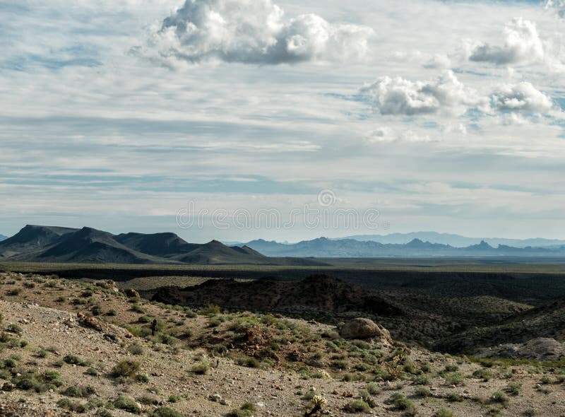 The Arizona desert stretches out from the Black Mountains. The Arizona desert stretches out from the Black Mountains