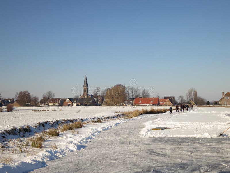 Paisaje Del Invierno Con Nieve En Holanda Imagen de archivo - Imagen de