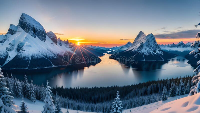 Paisaje del norte con árboles e imagen de fiordos ilustración del vector