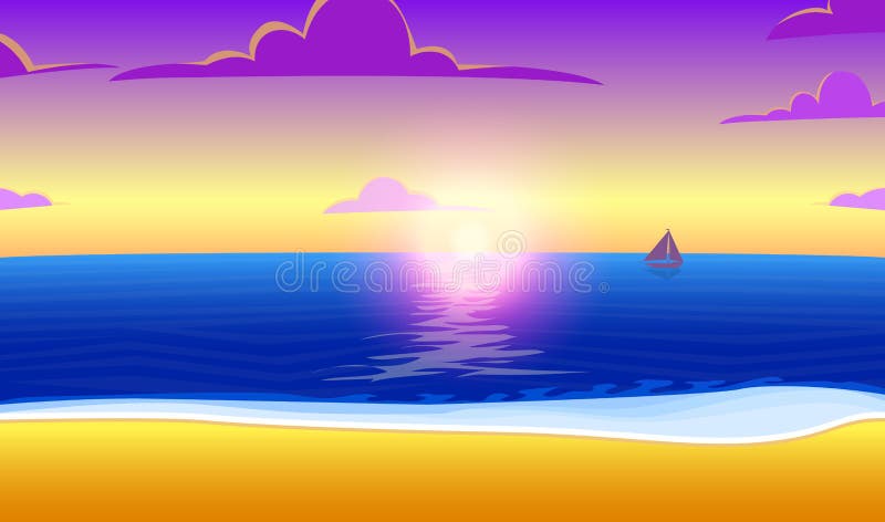 Paisaje del paraíso en la playa del océano con puesta del sol Isla tropical Mar y salida del sol Ilustración del vector weekends ilustración del vector Paisaje del paraíso en la playa del océano con puesta del sol Isla tropical Mar y salida del sol Ilustración del vector weekends ilustración del vector