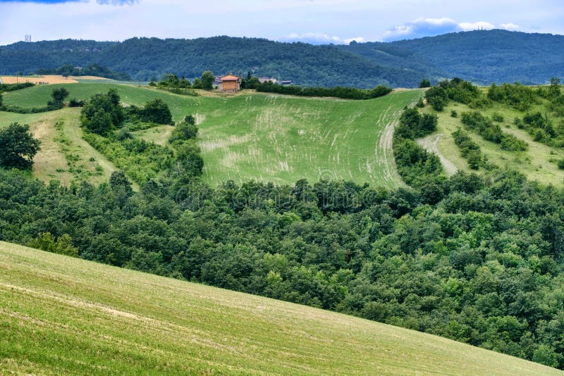 Paisaje del verano cerca de Serramazzoni Módena, Italia imagenes de archivo Paisaje del verano cerca de Serramazzoni Módena, Italia imagenes de archivo