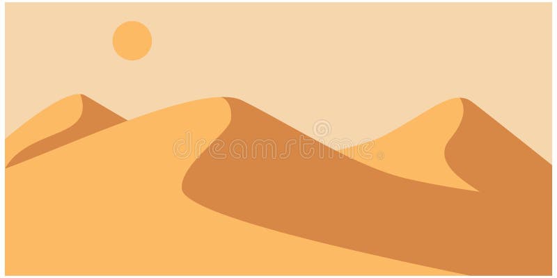 Paisaje desierto con un sol y dunas de arena desierto fondo abstracto fondo vectorial con dramáticas dunas de desierto y puesta de ilustración del vector