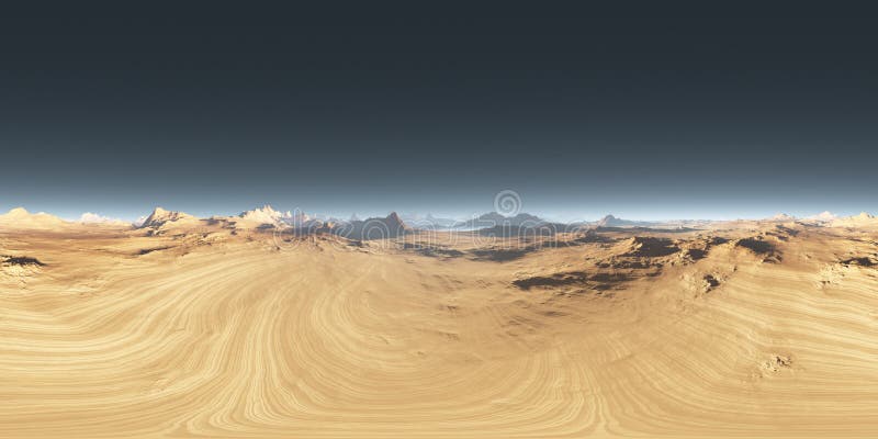 Paisaje desértico de 360 grados. mapa de entorno de proyección equirectangular hdri panorama esférico ilustración del vector
