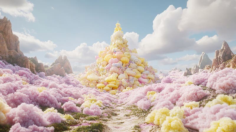 Paisaje digital de la montaña Pastel Candy imagen de archivo