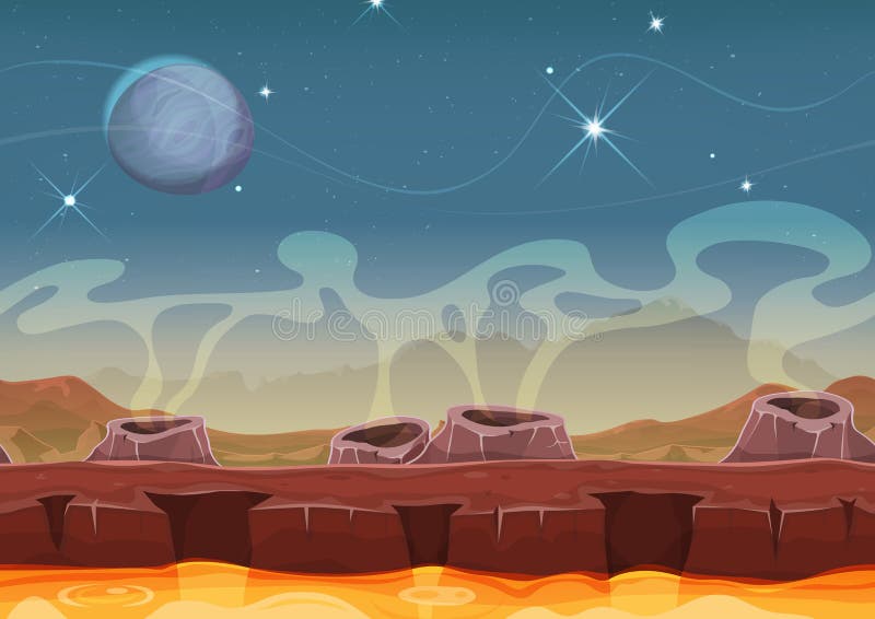Paisaje extranjero del desierto del planeta de la fantasía para el juego de Ui ilustración del vector Paisaje extranjero del desierto del planeta de la fantasía para el juego de Ui ilustración del vector