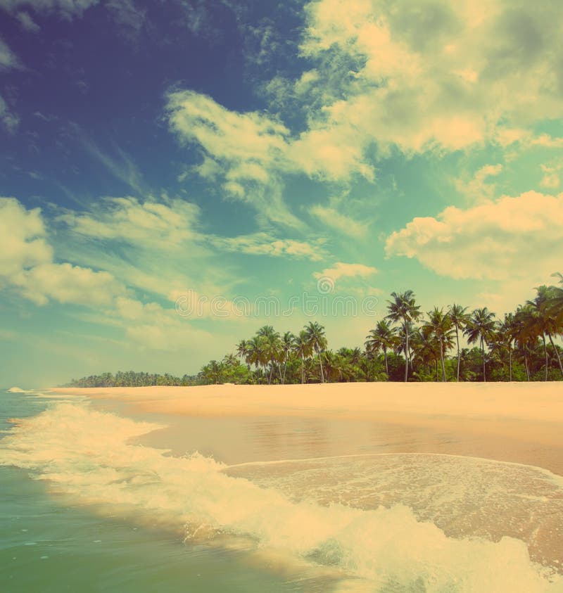 Paisaje hermoso de la playa - estilo retro del vintage imagenes de archivo Paisaje hermoso de la playa - estilo retro del vintage imagenes de archivo
