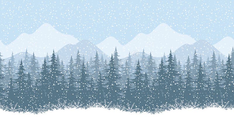 Paisaje inconsútil del invierno con los abetos ilustración del vector Paisaje inconsútil del invierno con los abetos ilustración del vector