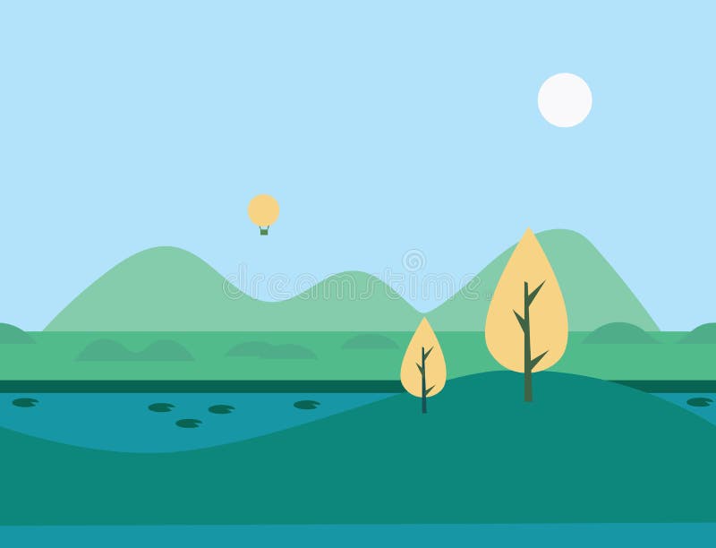 Paisaje inconsútil del río de la naturaleza de la historieta, ejemplo del vector ilustración del vector Paisaje inconsútil del río de la naturaleza de la historieta, ejemplo del vector ilustración del vector