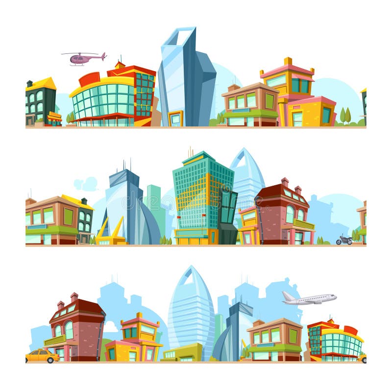 Paisaje inconsútil urbano Fondos de la ciudad con el modelo panorámico de la ciudad del paisaje urbano moderno de los edificios p stock de ilustración Paisaje inconsútil urbano Fondos de la ciudad con el modelo panorámico de la ciudad del paisaje urbano moderno de los edificios p stock de ilustración
