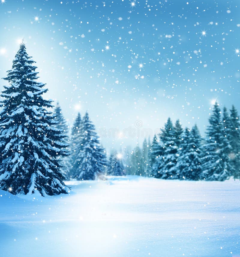 Paisaje invernal con árboles cubiertos de nieve. Antecedentes navideños imagen de archivo libre de regalías