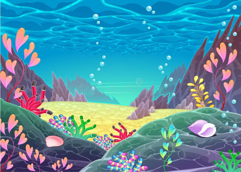 Paisaje Marino Divertido De La Historieta Ilustración del Vector - Ilustración de verano, cubo: 42750851 Paisaje Marino Divertido De La Historieta Ilustración del Vector - Ilustración de verano, cubo: 42750851