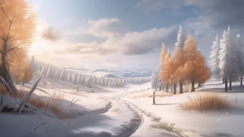 Paisaje nevado en la montaña. ai generativo. colores del invierno.