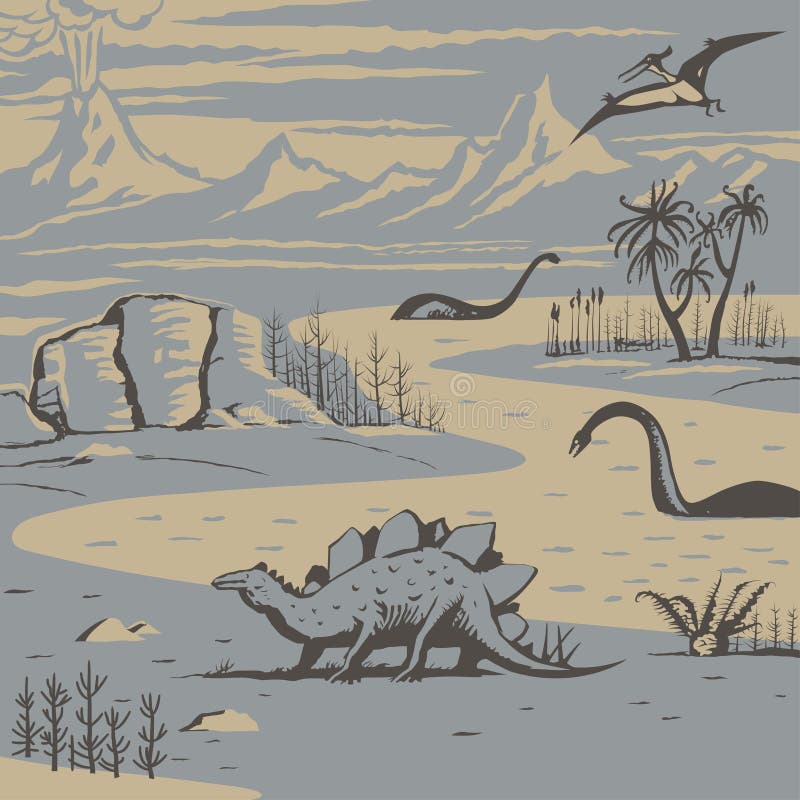 Paisaje prehistórico libre illustration Paisaje prehistórico libre illustration