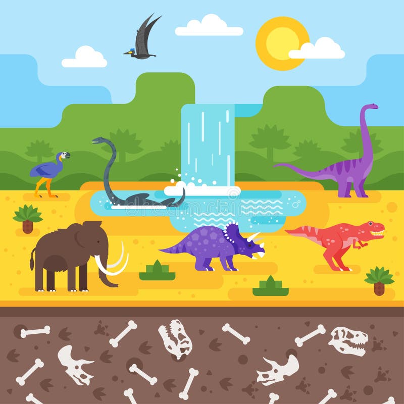 Paisaje prehistórico con los dinosaurios libre illustration Paisaje prehistórico con los dinosaurios libre illustration