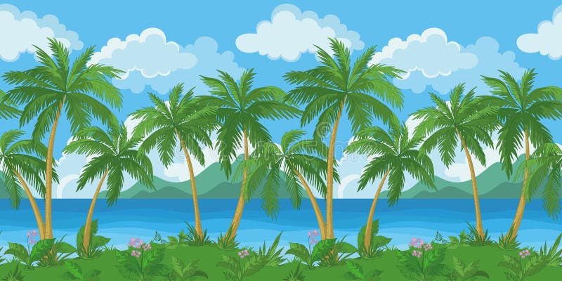 Paisaje tropical inconsútil exótico del mar stock de ilustración Paisaje tropical inconsútil exótico del mar stock de ilustración