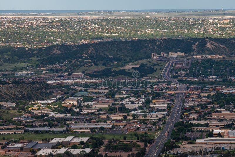 Paisaje urbano de Colorado Springs imágenes de archivo libres de regalías Paisaje urbano de Colorado Springs imágenes de archivo libres de regalías