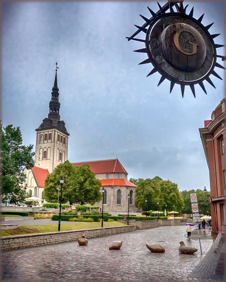 Cloudy cityscape of Tallinn, Estonia, with Niguliste kirik / St. Nicholas Church. Cloudy cityscape of Tallinn, Estonia, with Niguliste kirik / St. Nicholas Church