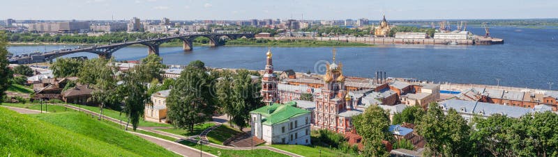 Paisaje urbano panorámico de Nizhny Novgorod imagen de archivo libre de regalías Paisaje urbano panorámico de Nizhny Novgorod imagen de archivo libre de regalías