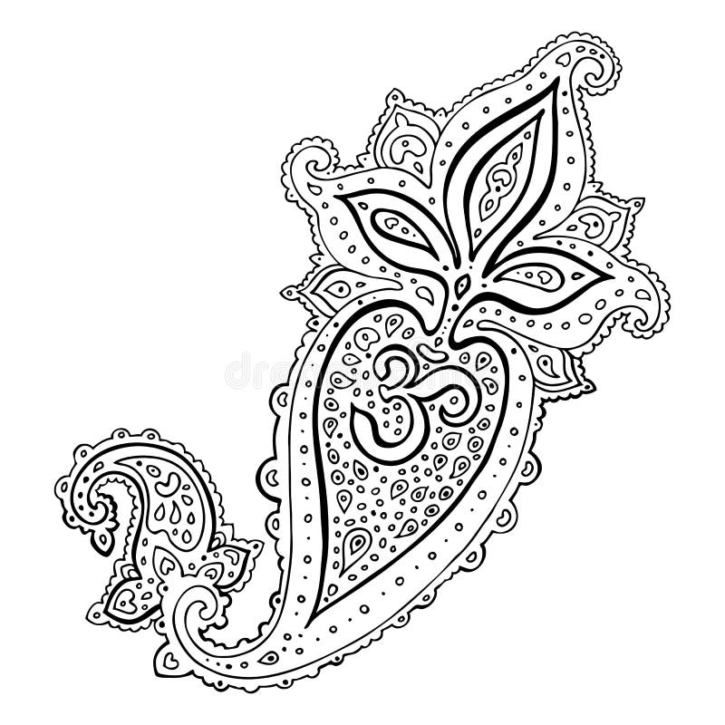 Paisley. Ethnic Ornament. Om Aum Symbol. Stock Illustration ...