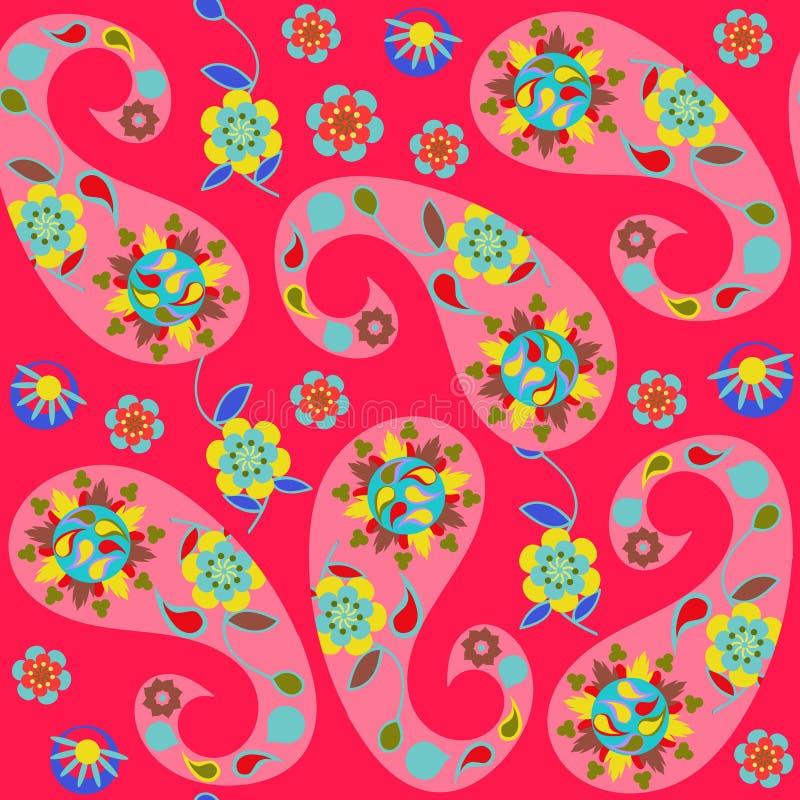 Paisley seamless pattern with cute abstract Paisley and flowers vector illustration Paisley seamless pattern with cute abstract Paisley and flowers vector illustration