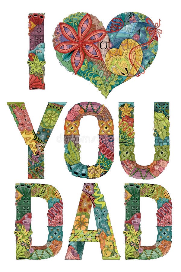 PAIZINHO das palavras EU TE AMO Objeto decorativo do zentangle do vetor ilustração royalty free PAIZINHO das palavras EU TE AMO Objeto decorativo do zentangle do vetor ilustração royalty free