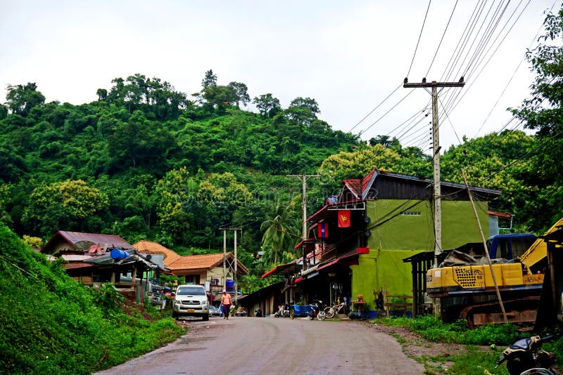 Pakbeng, local village at Mekong river, Laos stock photos Pakbeng, local village at Mekong river, Laos stock photos
