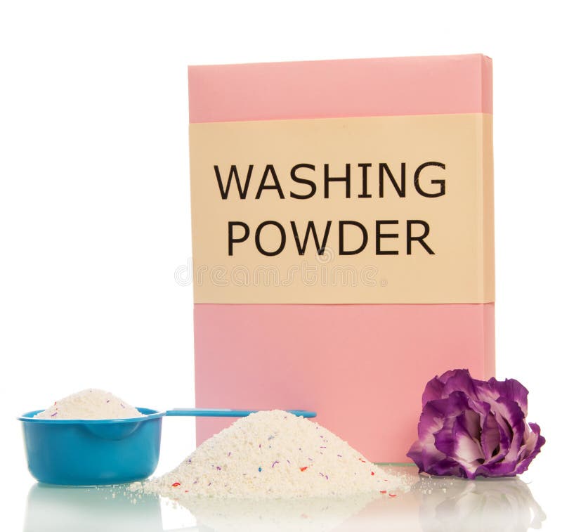 Pak van waspoeder in het meten van kop, geïsoleerde bos royalty-vrije stock afbeelding