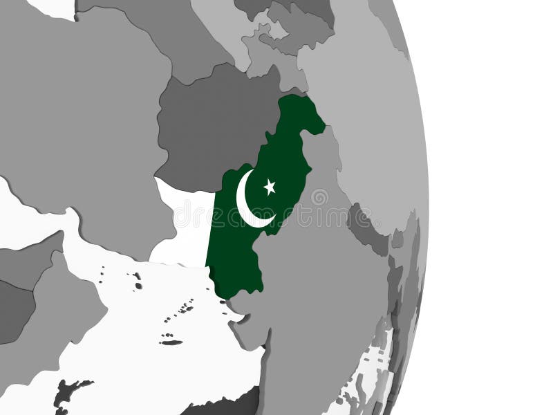 Pakistan med flaggan på jordklotet vektor illustrationer Pakistan med flaggan på jordklotet vektor illustrationer