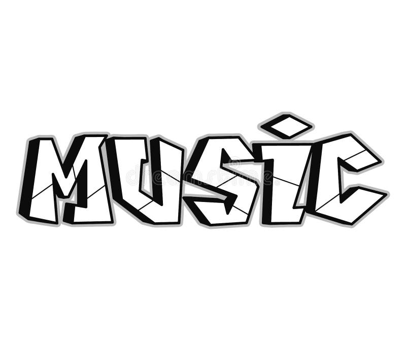  Palabra De Música Trippy Grafitis Psicodélico Estilo Lettersvector Doodle Dibujo a Mano Logo Dibujos Animados Dibujos Graciosos Ge Ilustración del Vector