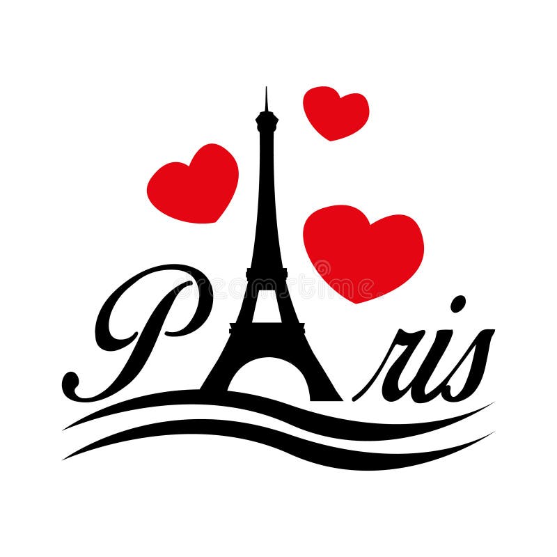 Palabra de parís escrita con torre eiffel que sustituye a la letra. olas para el río sena. capital de francia. vector i ilustración del vector