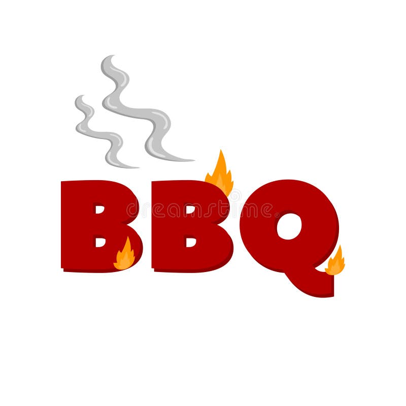 Palabra del Bbq el flamear, ejemplo del vector de la historieta del elemento del diseño del partido de la barbacoa ilustración del vector Palabra del Bbq el flamear, ejemplo del vector de la historieta del elemento del diseño del partido de la barbacoa ilustración del vector