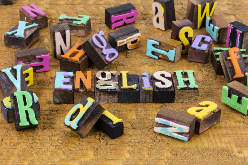 Palabras En Inglés Letras Al Azar Letras En La Escuela Foto de archivo