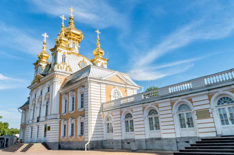 Palace church of Saint Peter and Paul in Peterhof, Saint-Petersburg, Russia stock images Palace church of Saint Peter and Paul in Peterhof, Saint-Petersburg, Russia stock images