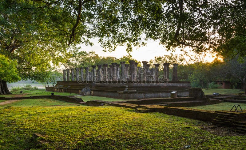 Palace Complex of King Nishshanka Malla Nissanka Malla, Kirti Nissanka or Kalinga Lokesvara, Polonnaruwa, Sri Lanka, Asia. Mausoleum. Pillar column garden stock images, royalty-free photos and pictures