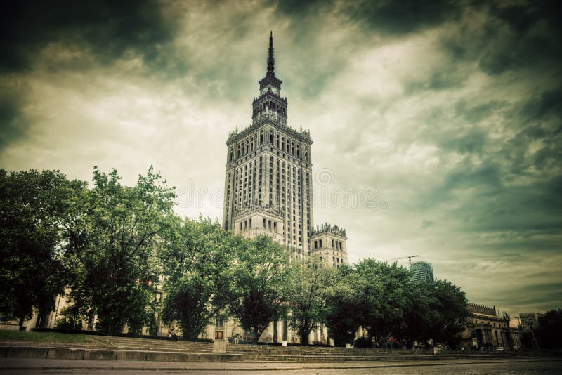 The Palace of Culture and Science, Warsaw, Poland. Retro, vintage stock photos The Palace of Culture and Science, Warsaw, Poland. Retro, vintage stock photos