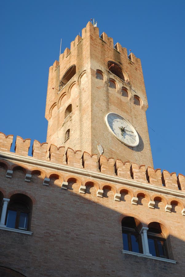 Palace and medieval tower in Treviso in the Veneto (Italy)