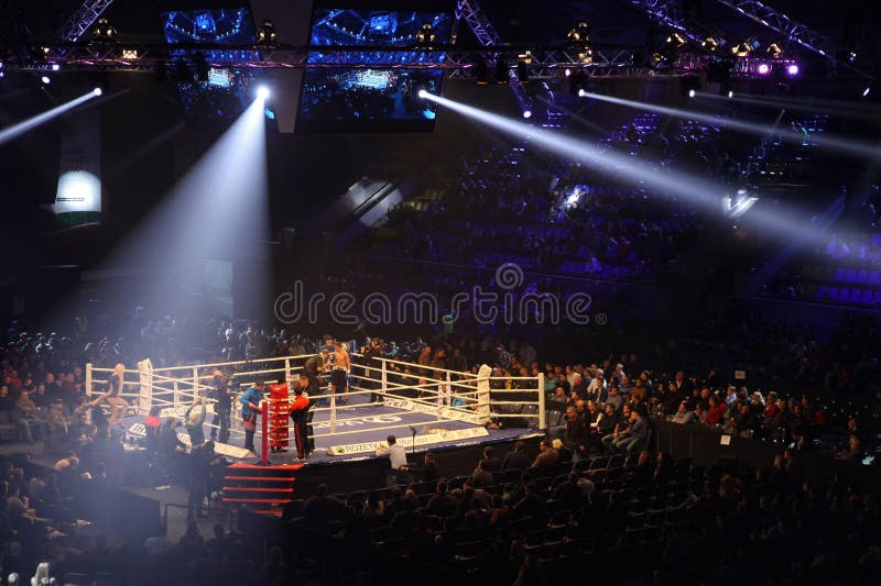 Palace of Sports in Kyiv during Evening of Boxing royalty free stock photos Palace of Sports in Kyiv during Evening of Boxing royalty free stock photos